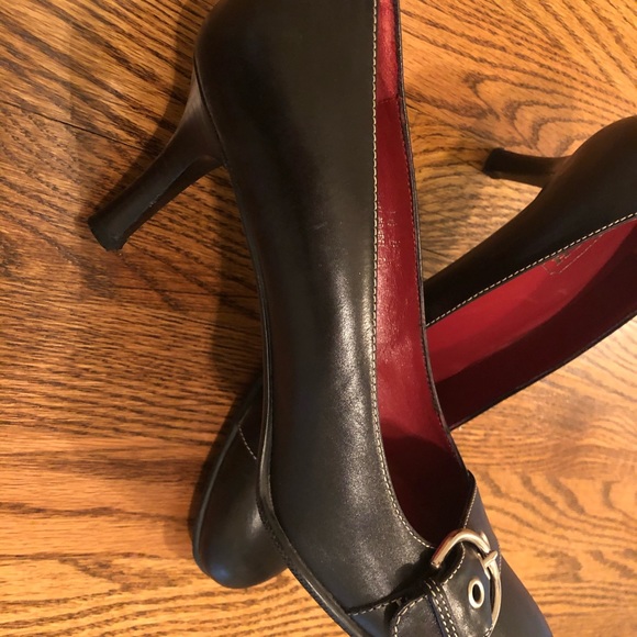 Coach Black Leather Buckle Pumps Heels - Picture 3 of 5